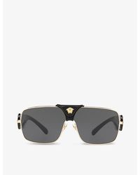 Versace - Ve2207q Aviator-frame Glass And Metal Sunglasses - Lyst