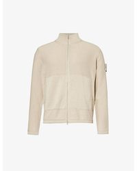 Stone Island - Funnel-neck Logo-badge Cotton And Cashmere-blend Jumper - Lyst