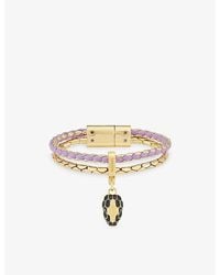 BVLGARI - Serpenti Forever Leather And-Plated Brass Bracelet - Lyst