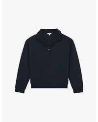 Reiss - Bella Button-Neck Stretch-Jersey Sweatshirt - Lyst