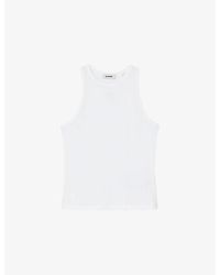 Sandro - Round-Neck Sleeveless Cotton T-Shirt - Lyst