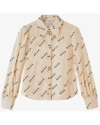 LK Bennett - Sonya Graphic-print Long-sleeve Silk Shirt - Lyst