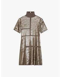 JOSEPH - High-neck Sequin-embellished Wool-blend Mini Dress - Lyst