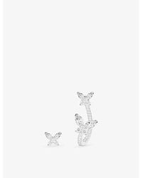 Apm Monaco - Papillon Asymmetric Rhodium Plated Alloy And Cubic Zirconia Earrings - Lyst