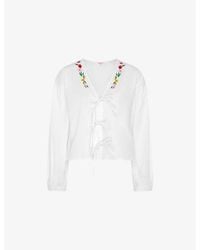 OMNES - Annaka Floral-Embroidered Cotton Blouse - Lyst