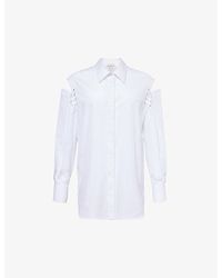 Alexander McQueen - Cut-out Long-sleeve Cotton Shirt - Lyst