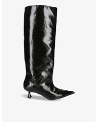 Ganni - Slouchy Recycled Faux-leather Knee-high Boots - Lyst