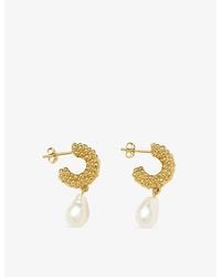 Missoma - Pearl Baya Small Hoop 18Ct-Plated Brass And Baroque Pearl Drop Earrings - Lyst