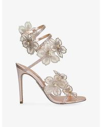 Rene Caovilla - Flower Cleo 105 Satin Heeled Sandals - Lyst