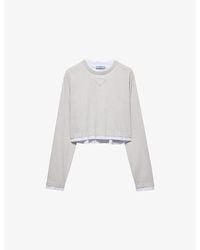 Prada - Triangle-Patch Long-Sleeve Cotton-Jersey T-Shirt - Lyst