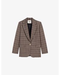 Maje - Checked Single-Breasted Wool-Blend Jacket - Lyst