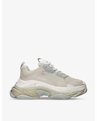 Balenciaga - Triple S Leather And Mesh Mid-top Trainers - Lyst
