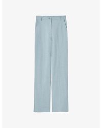 Claudie Pierlot - Straight-Leg Pressed-Crease Linen-Blend Trousers - Lyst