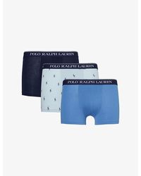 Polo Ralph Lauren - Branded-waistband Mid-rise Pack Of Three Stretch-cotton Trunk - Lyst
