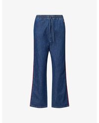 Valentino - Contrast-Stripe Drawstring-Waist Denim Jeans - Lyst
