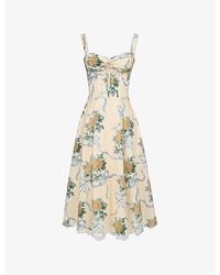 House Of Cb - Rosalee Floral-Print Stretch-Cotton Midi Dress - Lyst