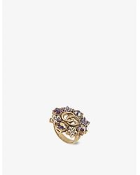 Gucci - Fashion Show gg Marmont Brass And Crystal-embellished Ring - Lyst