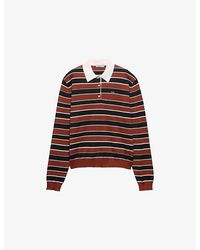 Prada - Striped Silk Polo Shirt - Lyst
