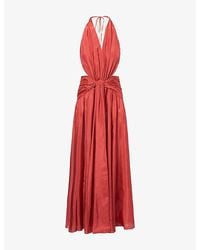 Zimmermann - Indra Halter-Neck Silk Maxi Dress - Lyst