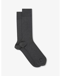 Reiss - Fela Ribbed Stretch-Cotton Socks - Lyst