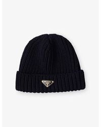 Prada - Logo-Embellished Knitted Wool Beanie - Lyst