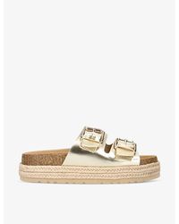 KG by Kurt Geiger - Raquel Rope-Sole Metallic Faux-Leather Sandals - Lyst