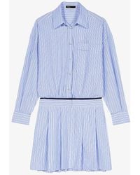 Maje - Striped Patch-pocket Cotton Shirt Dress - Lyst
