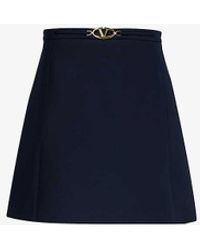 Valentino Garavani - Vy Vlogo Logo-plaque Wool-blend Mini Skirt - Lyst