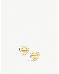 Tiffany & Co. - Mini Heart Tag 18ct Gold Earrings - Lyst