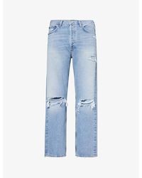 Agolde - 90s Distressed Straight-leg Mid-rise Organic-denim Jeans - Lyst