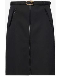 Gucci - Detachable-belt Mid-rise Slim-fit Stretch-wool Midi Skirt - Lyst