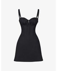 House Of Cb - Carlotta Fitted-Bodice Square-Neck Stretch-Cotton Mini Dress - Lyst