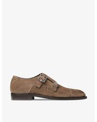 Jimmy Choo - Finnion Double-strap Suede Monk Shoes - Lyst