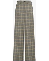 Marni - Checked Relaxed-fit Wide-leg High-rise Wool-blend Trousers - Lyst