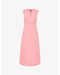Whistles - Abbie Zip-Front Sleeveless Linen-Blend Midi Dress - Lyst