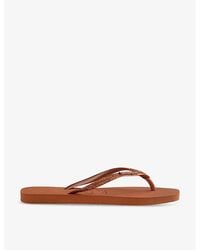 Havaianas - Square Glitter Logo-Embossed Rubber Flip-Flops - Lyst