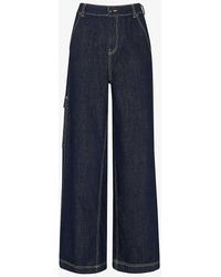 Whistles - Patch-pocket Wide-leg Mid-rise Denim Trousers - Lyst