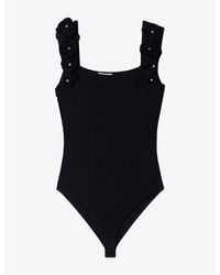 Sandro - Floral-Embellished Slim-Fit Knitted Bodysuit - Lyst