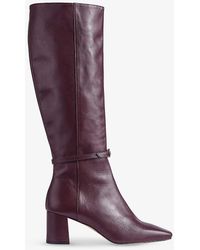 LK Bennett - Sylvia Buckle-embellished Leather Heeled Boots - Lyst