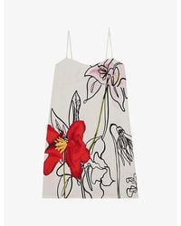 Reiss - X Nygb Marli Line Floral-Print Woven Mini Dress - Lyst