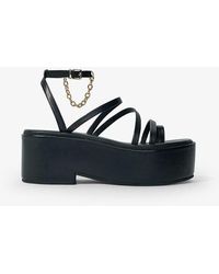 Maje - Chain-embellished Leather Wedge Sandals - Lyst
