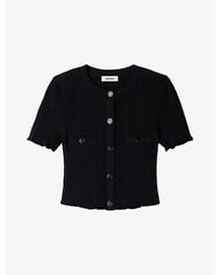Sandro - Cropped Pointelle-Texture Knitted Top - Lyst