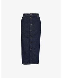 Carhartt - Marvin Brand-Patch Two-Slip-Pockets Denim Midi Skirt - Lyst