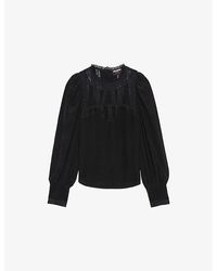 Zadig & Voltaire - Thena Lace-Embroidered Long-Sleeve Silk Blouse - Lyst