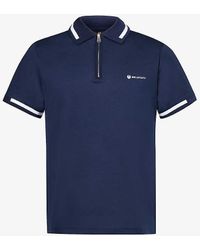 Belstaff - Branded-print Short-sleeved Cotton-jersey Polo Shirt X - Lyst