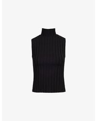 Reformation - Maison Ribbed High-Neck Stretch-Jersey Top - Lyst