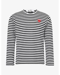 COMME DES GARÇONS PLAY - Double Heart Stripe Long-Sleeve Cotton-Jersey T-Shirt - Lyst