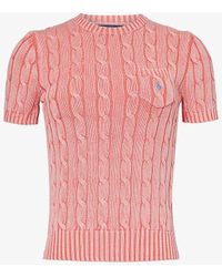 Polo Ralph Lauren - Logo-embroidered Cable-knit Cotton Top X - Lyst