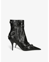 Balenciaga - Cagole 90 Stud-embellished Leather Heeled Ankle Boots - Lyst