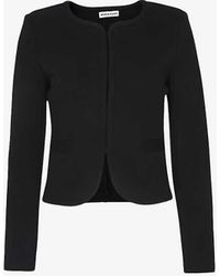 Whistles - Collarless Long-sleeved Cotton-jersey Jacket - Lyst